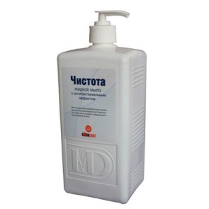 Чистота 1л. (диспенсор) квадратная, жидкое мыло с антибактериальным эффектом